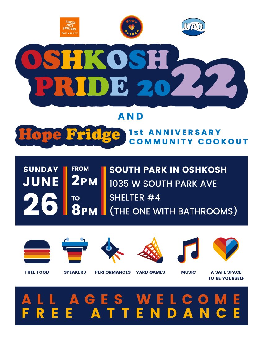 Oshkosh Pride 2022 & Hope Fridge 1st Anniversary Community Cookout