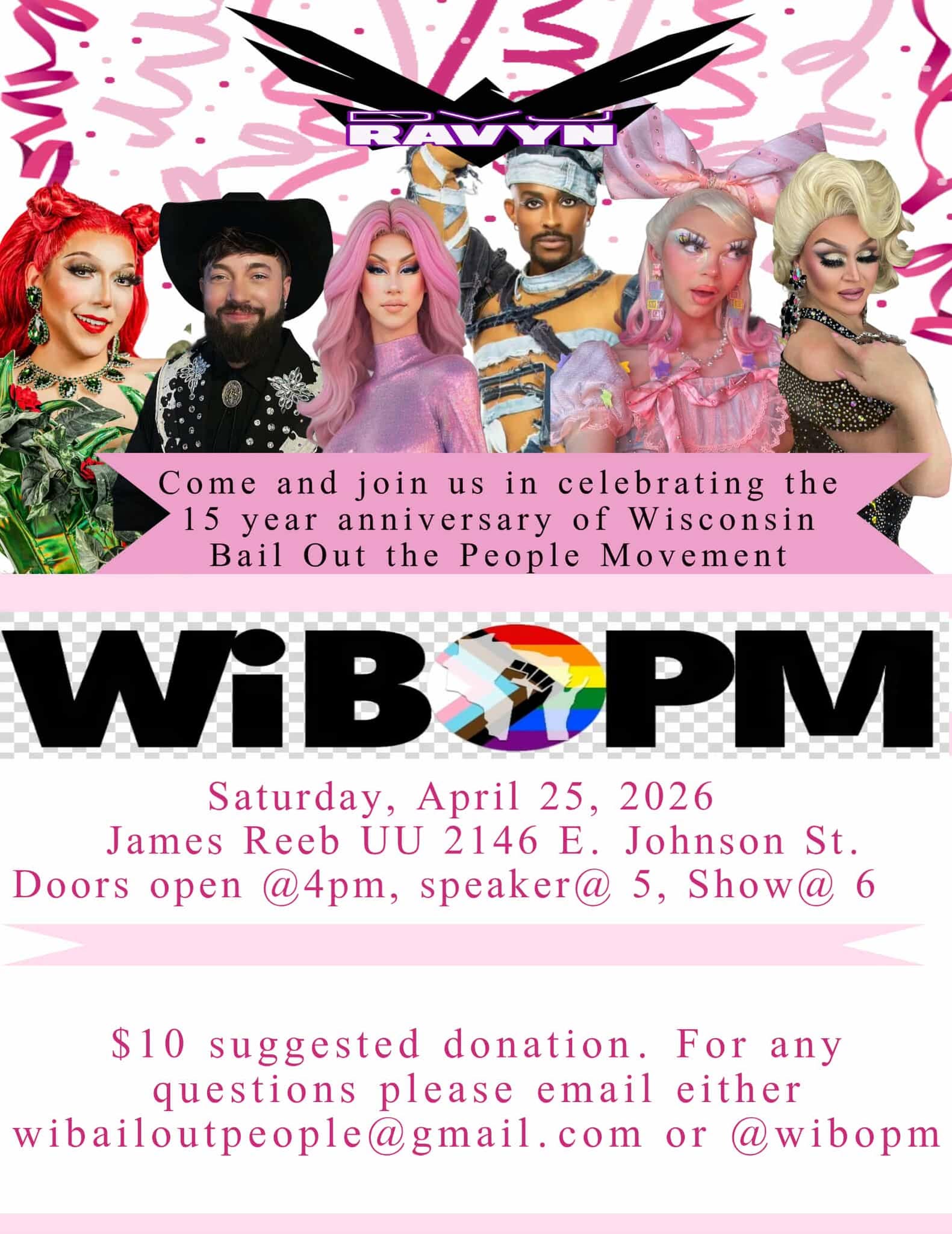 Wisconsin Bail Out the People Movement: 15 Year Anniversary Celebration Drag Show!